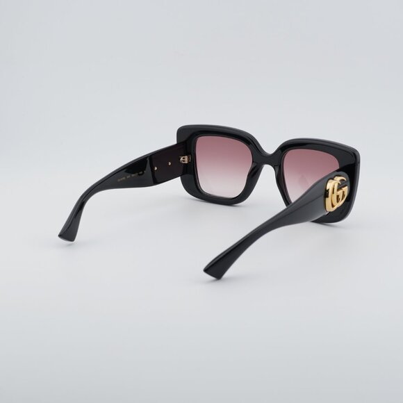 Gucci GG1975S 001 Sunglasses Shiny Black Square Frame, Red Gradient Lenses main image 3